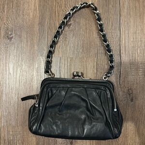 Vintage Coach Parker Black Leather Shoulder Bag with Chain Strap